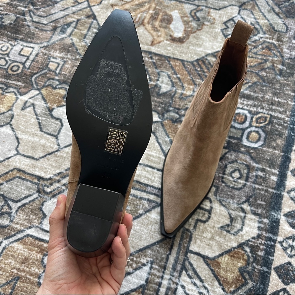 NWOB Anine Bing Roy Suede Taupe Booties - Picture 9 of 12